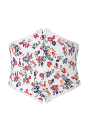 new non-stretch plus size floral print with rubber bone lace-up abdominal corset