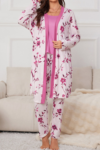 slight stretch floral batch printing three-piece set loungewear#2