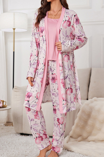 slight stretch floral batch printing three-piece set loungewear#3