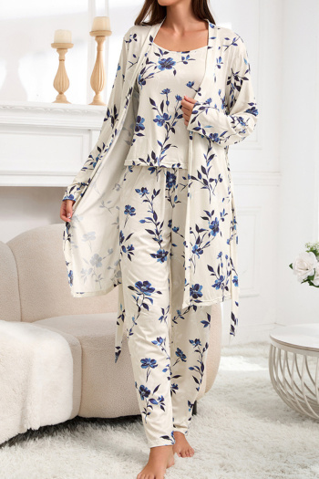 slight stretch floral batch printing three-piece set loungewear#5