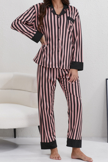 non-stretch contrast color stripe printing lapel pants sets loungewear