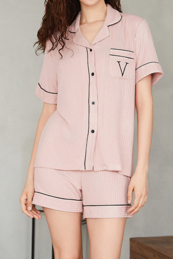 slight stretch 4 colors contrast color letter embroidery loungewear