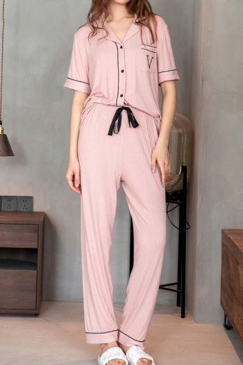 slight stretch lapel 4 colors letter embroidery loungewear