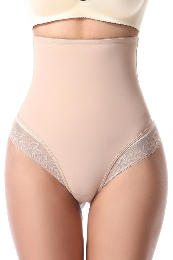 sexy plus size slight stretch traceless high-waist lace trim shaping panties