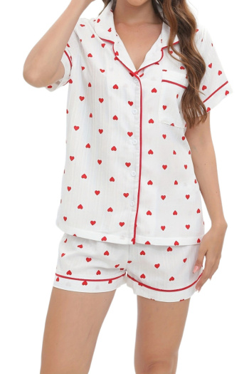 plus size non-stretch valentine's day heart batch printing loungewear