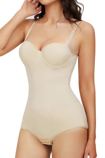 sexy plus size high stretch padded underwire tummy control bodysuit shapewear