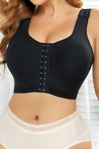 sexy plus size high stretch pure color hook buckle crop vest shapewear
