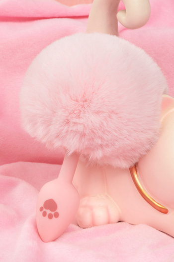 sexy sm plush rabbit tail silica gel butt plug(length:13cm)