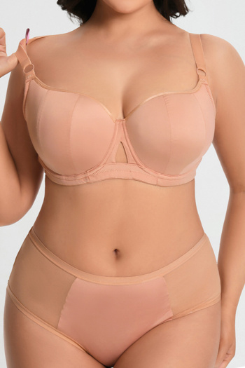 sexy plus size slight stretch gather breathable padded bras sets
