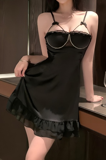 sexy non-stretch imitation silk lace trim sleepwear