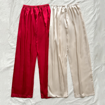 two packs casual non-stretch solid imitation silk straight pants sleepwear #2