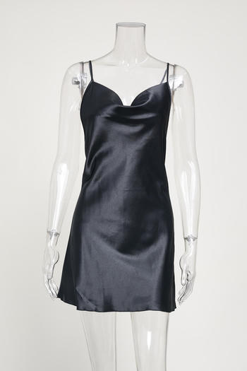 sexy non-stretch sling imitation silk backless butterfly mini dress sleepwear