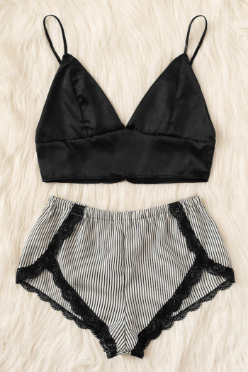 sexy slight stretch stripe printing sling shorts sets sleepwear