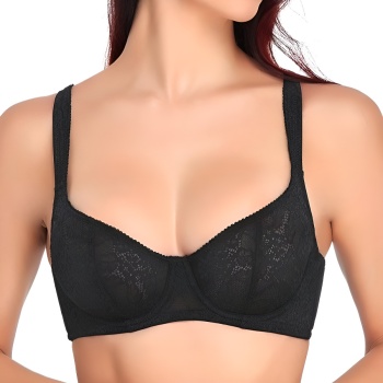 sexy plus size slight stretch lace underwire gathered bra