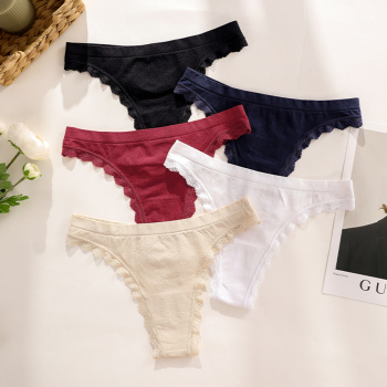 sexy slight stretch 5 colors solid color thin and light breathable thong