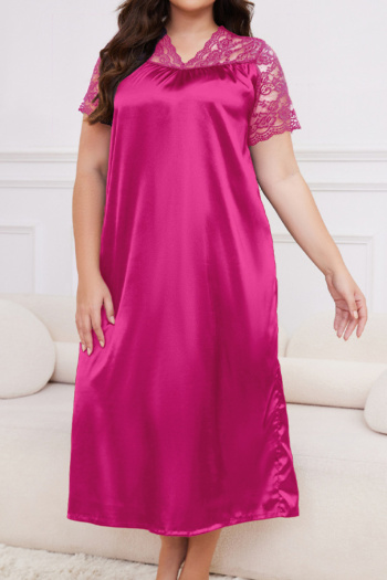 plus size non-stretch stitching lace 10 colors sleepwear(size run small)