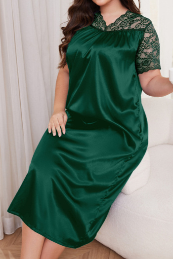 Plus size non-stretch stitching lace 10 colors sleepwear(size run small)