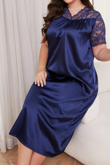 Plus size non-stretch stitching lace 10 colors sleepwear(size run small)