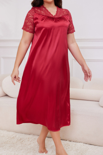 Plus size non-stretch stitching lace 10 colors sleepwear(size run small)