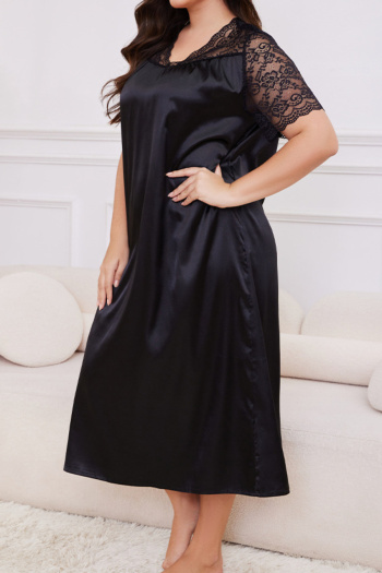 Plus size non-stretch stitching lace 10 colors sleepwear(size run small)