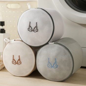 one pc new embroidery decor machine washable cylinder underwear washing net bag