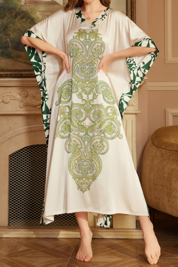 non-stretch fixed printing v-neck sleepwear