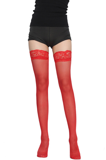 sexy high stretch 11 colors lace trim see-through stockings