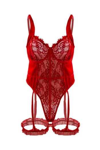 sexy plus size stretch stitching lace teddy collections(with underwire&leg ring)