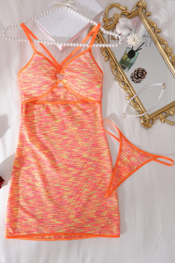 sexy slight stretch multicolor hollow babydoll(with thong)