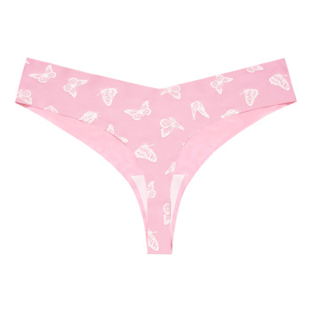 sexy slight stretch butterfly print no trace thin breathable low waist thongs