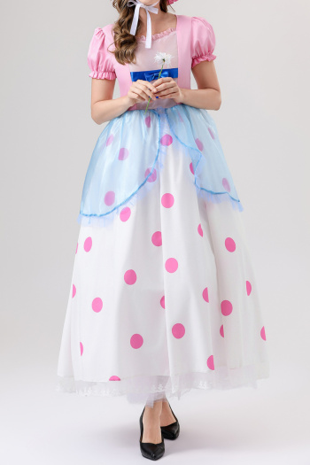 plus size non-stretch dot dress shepherdess costumes(with hat)