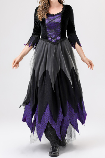 plus size non-stretch contrast color dress witch costumes(with hat)