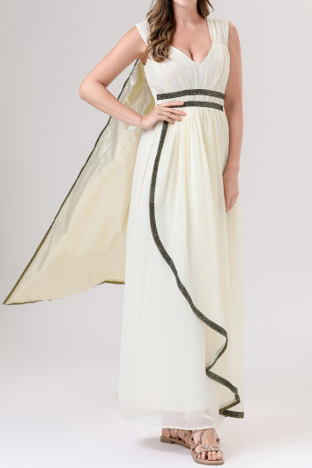 sexy non-stretch v-neck removable cape greek goddess costumes(with headdress)
