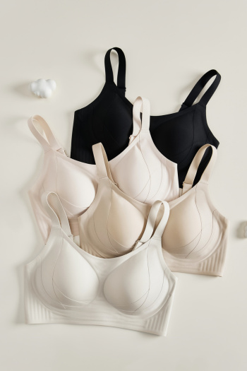 plus size slight stretch solid color traceless padded bras(asia size)