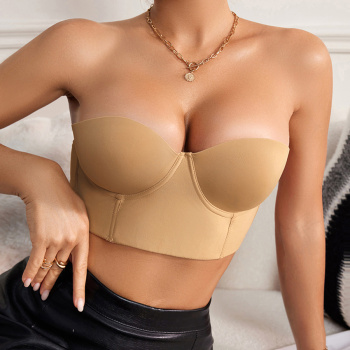 sexy slight stretch strapless anti-slip thin bra with underwire