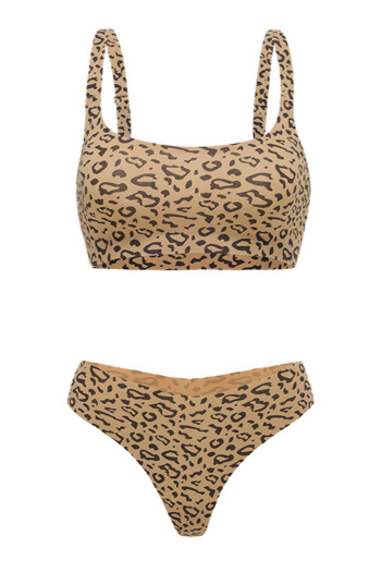 sexy slight stretch no trace leopard print bra set without bra pads #1