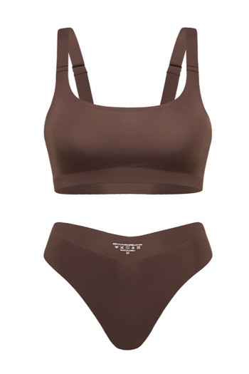 sexy slight stretch no trace solid color bra briefs set without bra pads #1