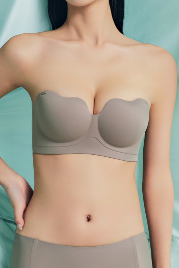 sexy slight stretch solid color wave edge gather padded bras(asia size)
