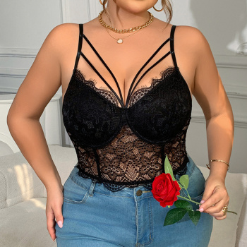 sexy plus size slight stretch with underwire see-through lace bralettes