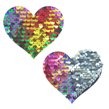 fifty pair sexy heart shape sequin nipple pad(length:7.7 cm)