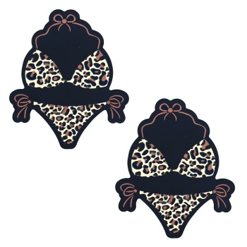 fifty pair sexy leopard bikini shape disposable nipple pad(length:8.5 cm)