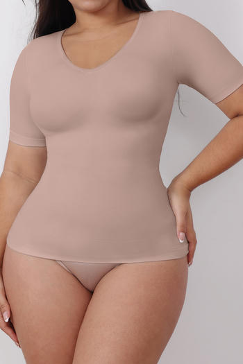 sexy high stretch 3 colors crew neck tight abdomen shapewear(no panties)