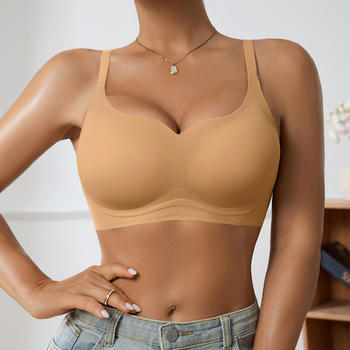 sexy slight stretch solid color seamless and thin breathable bra