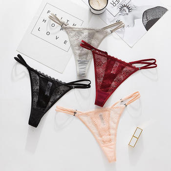 sexy slight stretch lace low-waist see-through thong