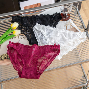 sexy slight stretch 5 colors lace bow traceless breathable panties