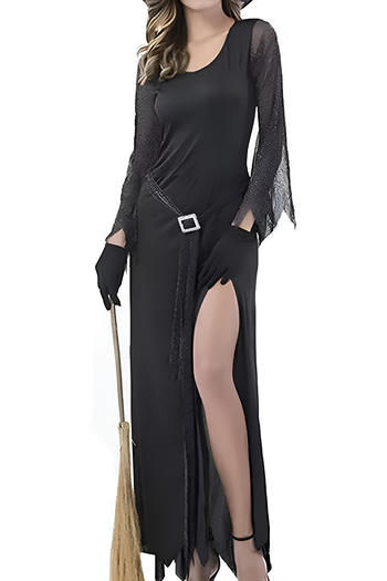 halloween sexy slight stretch witch cosplay with hat thong five-piece set
