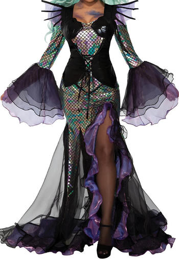 sexy halloween non-stretch fish scale pattern evil mermaid costumes