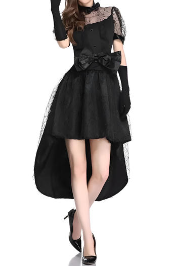 halloween sexy slight stretch witch cosplay with thong hat four-piece set