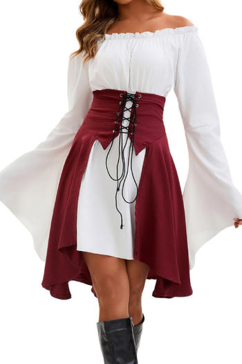 non-stretch off shoulder two-piece set medieval costumes