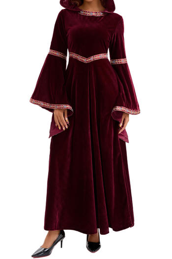 halloween non-stretch velvet hooded medieval costumes